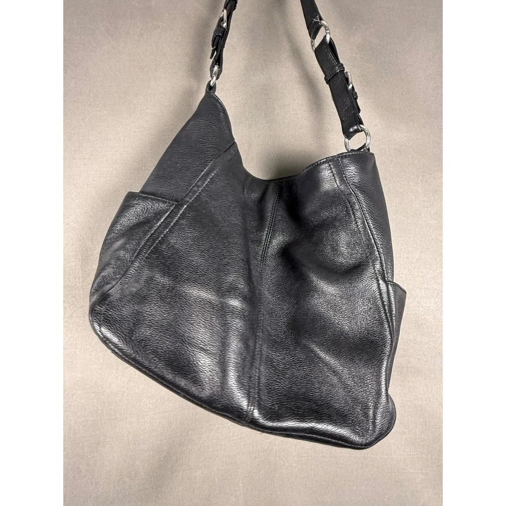 Calvin Klein Hobo Bag Women Large Black Pebbled Leather Shoulder H2JCA948